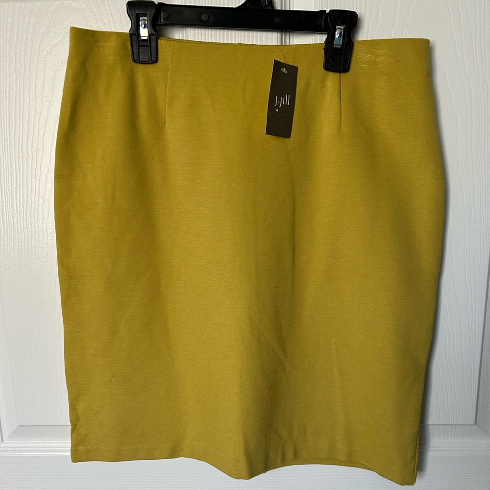 J Jill NWT Yellow A Line Pencil Stretch Skirt Size Small